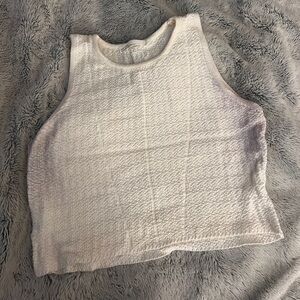 Oak & Fort White Textured Sleeveless Crop Top